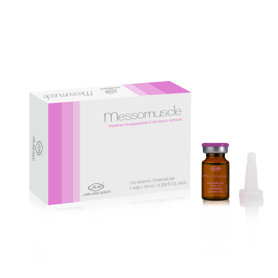 Messomuscle impruve the appearance of skin and muscle tone giving a tigher look. Helps regenerate muscle mass condition.   // Mejora la apariencia de la piel y los musculos dando un aspecto más firme . Ayuda a regenerar la masa muscular. Funciona como constituyente de proteinas musculares y estimulante del anabolismo.