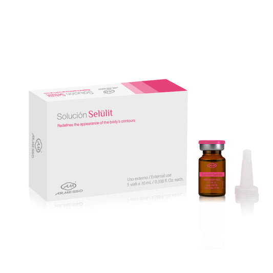 Selulit Solution: Improves the appearance of skin with edematous cellulite and cellulite in advanced stages.  // Mejora la apariencia de la piel con celulitis edematosa y Celulitis en Fases Avanzadas.