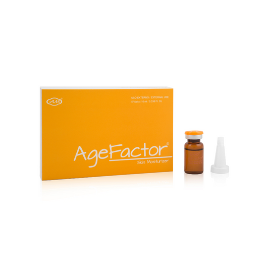Age Factor is a growth factor that helps in face and in body treatments. For marks and skin revitalization. It can be combined with Hyaluronic acid or vitamin C or other products depends the protocol. Is like PRP made in laboratory. Same effect, less risks.